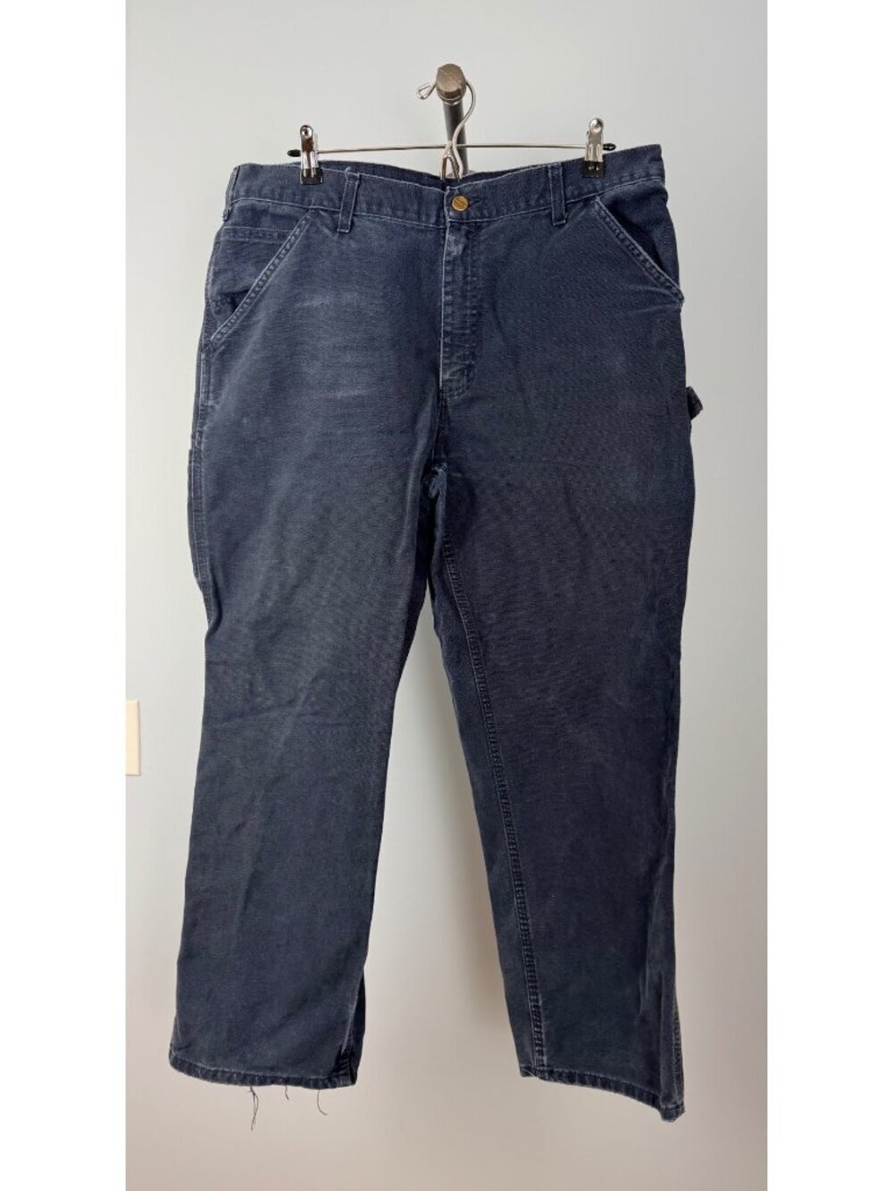Carhartt Mens 36x30 B11 Original Dungaree Fit Workwear Pants Navy Blue Cotton